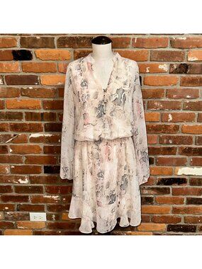 White House Black Market Pink Snakeskin Print Blousen Dress Size 10